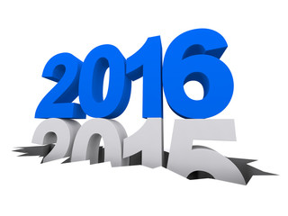 New Year 2016. Past year 2015. Isolated on white background.