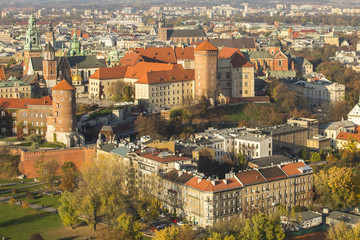 Fototapeta na wymiar Top view of Historic royal Wawel castle in Cracow , Poland.