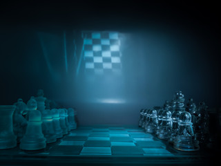 dunkel Kammer mit Schachspiel