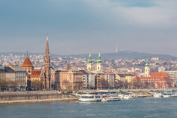 Fototapeta na wymiar View of the historic center of Budapest, Hungary