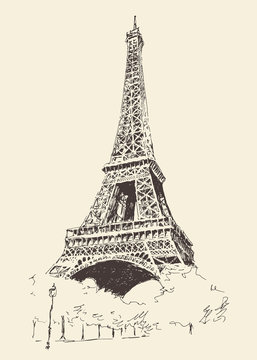Eiffel Tower, Paris (France), vector illustration