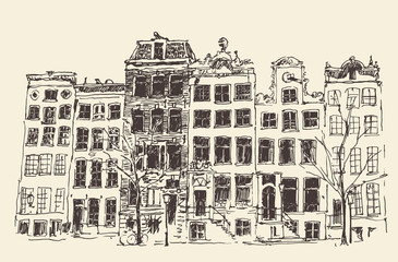 Obraz premium Amsterdam city architecture, vector illustration