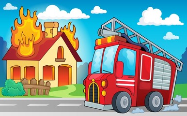 Obraz na płótnie Canvas Fire truck theme image 3