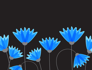 Abstract nature background. Blue cornflowers.