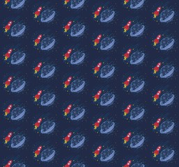 Background with the rocket in space.