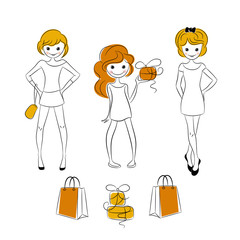 Shopping girls with sale bags