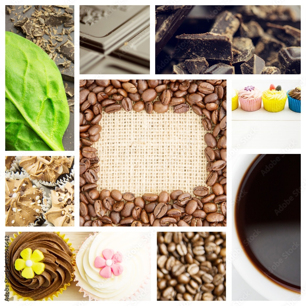 Poster composite image of chocolate and basil