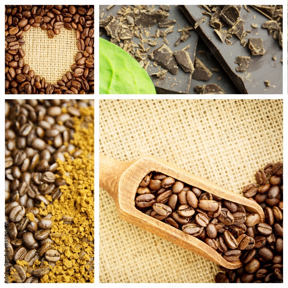 Poster composite image of chocolate and basil
