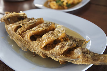 Sea Bass fish deep fried