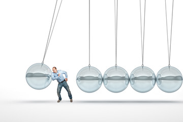 man and pendulum