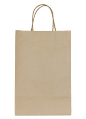 brown paper bag isolated on white with clipping path