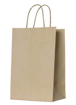 brown paper bag isolated on white with clipping path