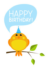 Cute bird with Birthday message