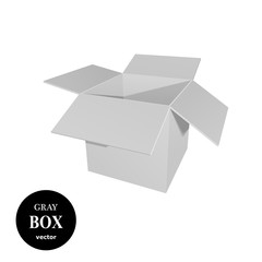 Gray cardboard box isolated on white background. Vector illustra