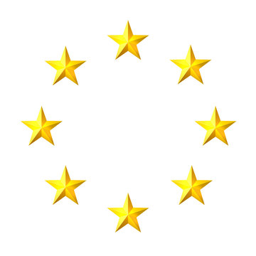 The circle of gold stars on a white background. Element for your
