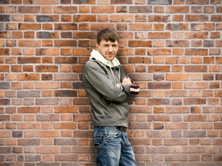 man standing near the wall