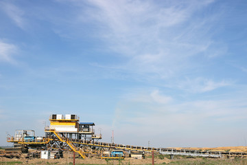 Fototapeta na wymiar open coal mine with machinery