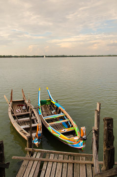 Boats in Taung Tha Man Lake