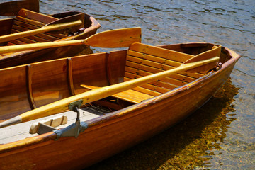 Detail view of a rowboat on the shore