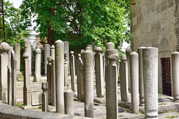 Islamic old gravestone in a cemetery
