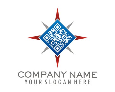 qr code compass logo image vector
