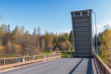 Fototapeta premium Open drawbridge over Tsvetochnoye lock