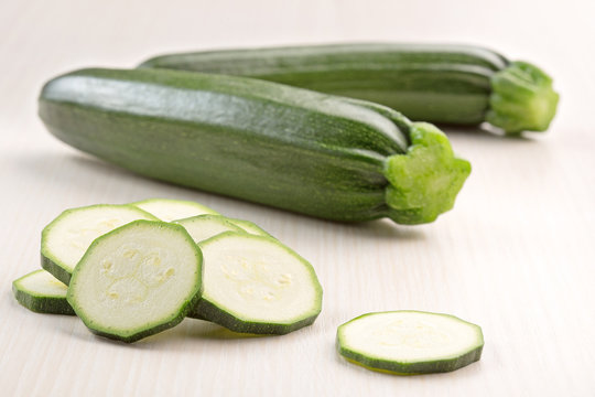 slices of green zucchini