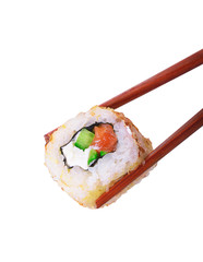 Sushi roll with chopsticks