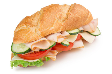 delicious ham sandwich isolated on white background