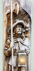 Wooden figure of woodcutter in Oberammergau in Germany