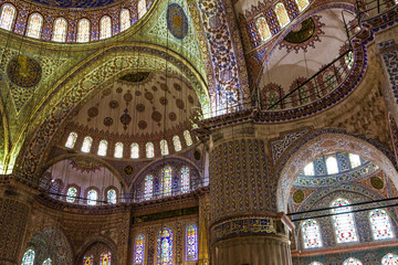 Internal view of Blue Mosque, Sultanahmet, Istanbul, Turkey