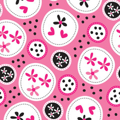 seamless floral and polka dots pattern vector illustration