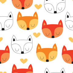 seamless fox pattern vector illustration
