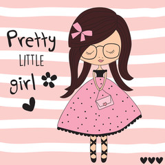 pretty little girl vector illustration