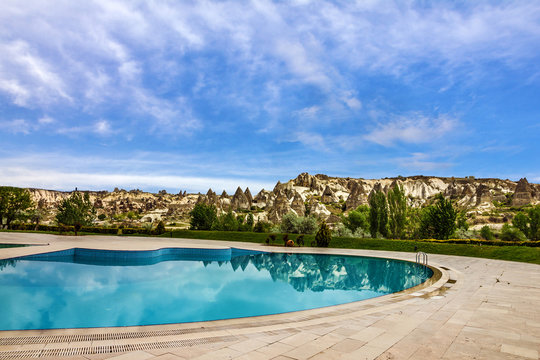 Goreme, Cappadocia, Turkey. Open swimming pool