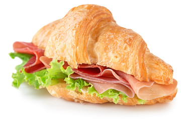 croissant with parma ham and lettuce