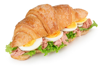 croissant sandwich with egg and tuna 