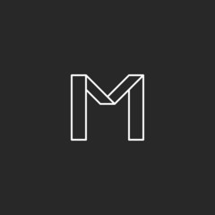 Monogram letter M logo, minimal line graphic style