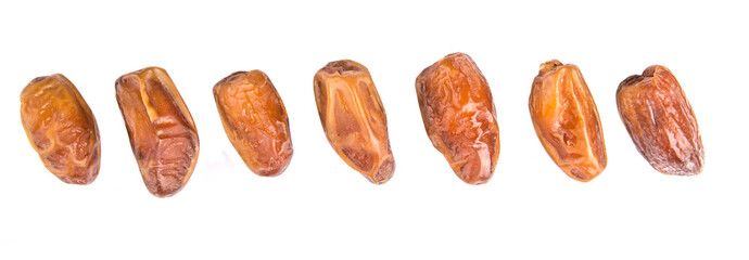 Date fruits over white background