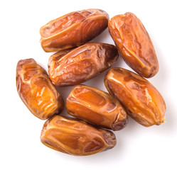 Date fruits over white background
