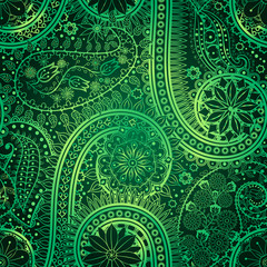 Vintage floral motif ethnic seamless background.