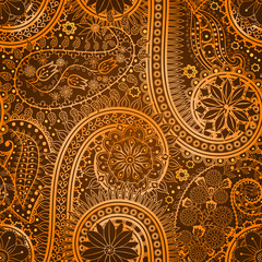 Vintage floral motif ethnic seamless background.