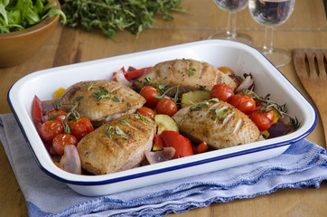 Duck breast with roasted vegetables