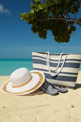 vertical picture of beach items