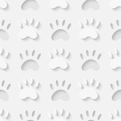 Cat paw silhouette seamless vector pattern