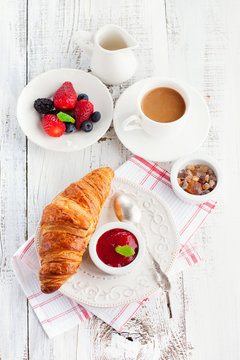 Fresh croissants with jam