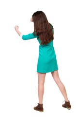 skinny woman funny fights waving his arms and legs.