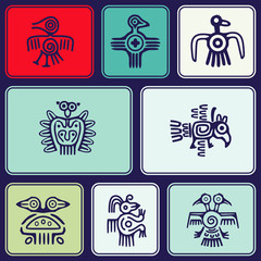 Seamless background with American Indians relics dingbats