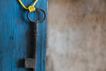 old key on the old wooden table