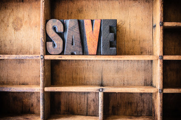 Save Concept Wooden Letterpress Theme